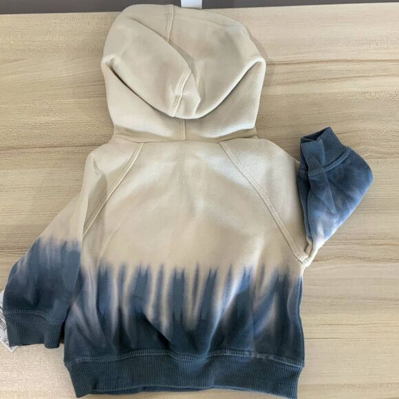 NWT!! Adorable!! Sz NB Cream/Blue Tie Dyed Light Weight Hoodie Organic Cotton - Picture 5 of 7